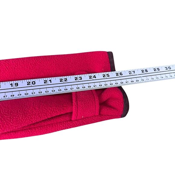 Vintage Polo Ralph Lauren Fleece Jacket Men’s Large Red Full Zip Suede Trimmed - Picture 10 of 11